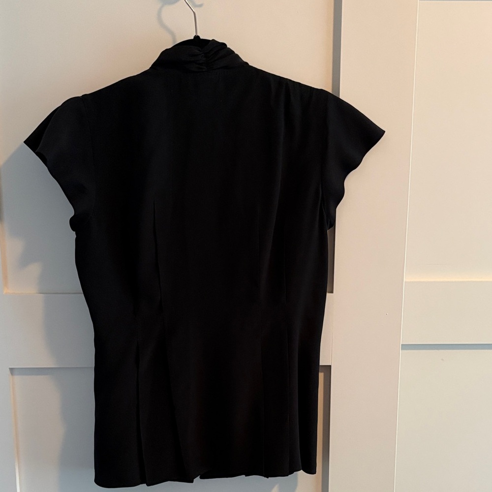 Saks Fifth Avenue Black Label Ruffled Black Blouse - Picture 2 of 2